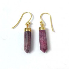 Ruby zoisite spike silver gold electroplated earring